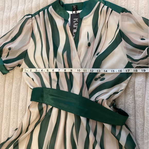 Kaimilan Green Day A-Line V-Neck Short Sleeve Midi Printed Dress - Picture 14 of 15